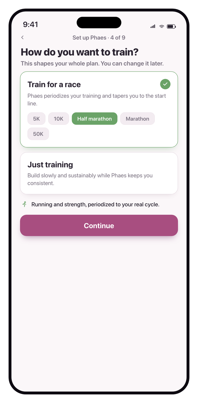 The Phaes plan setup screen with strength built in.